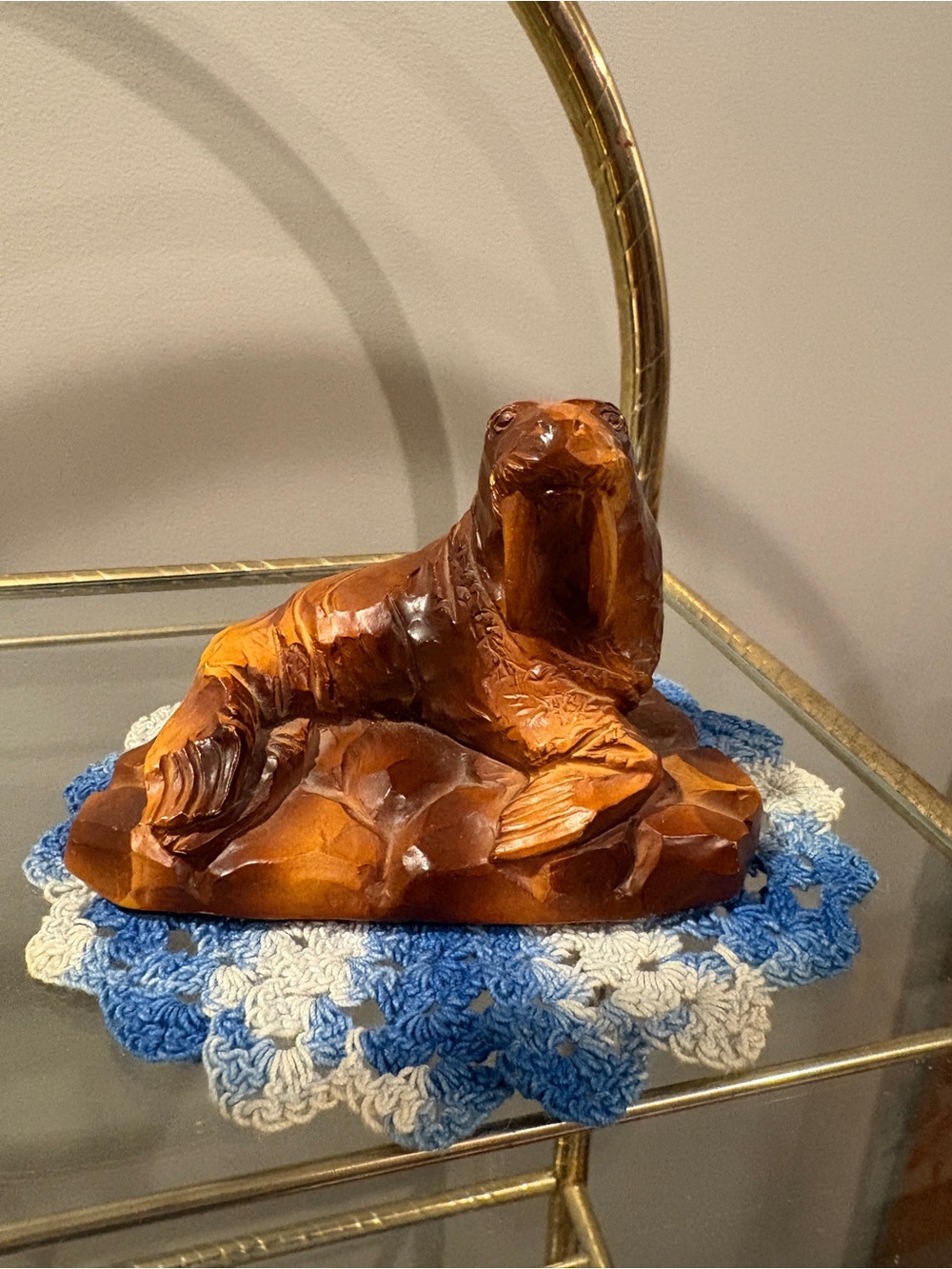 Wood carved walrus